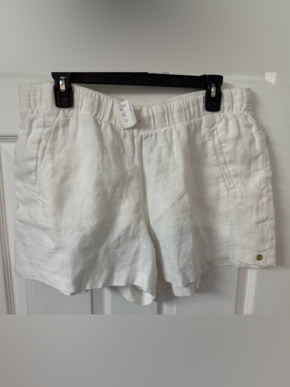 Lilly Pulitzer White Elastic Waist Linen-Look Shorts